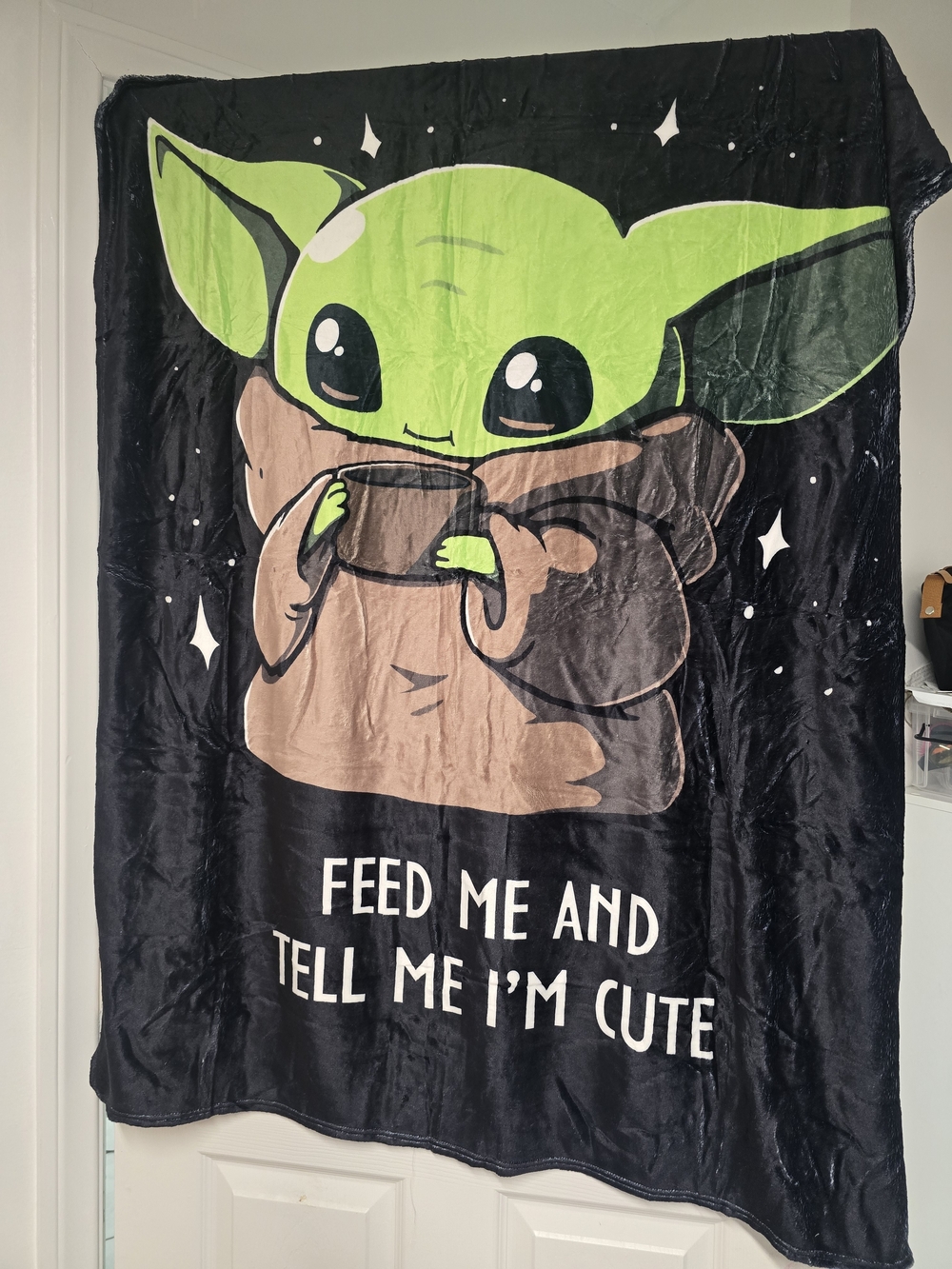 Star Wars-Feed Me And TELL ME I'M CUTE Blanket - Green & BLACK 40X50